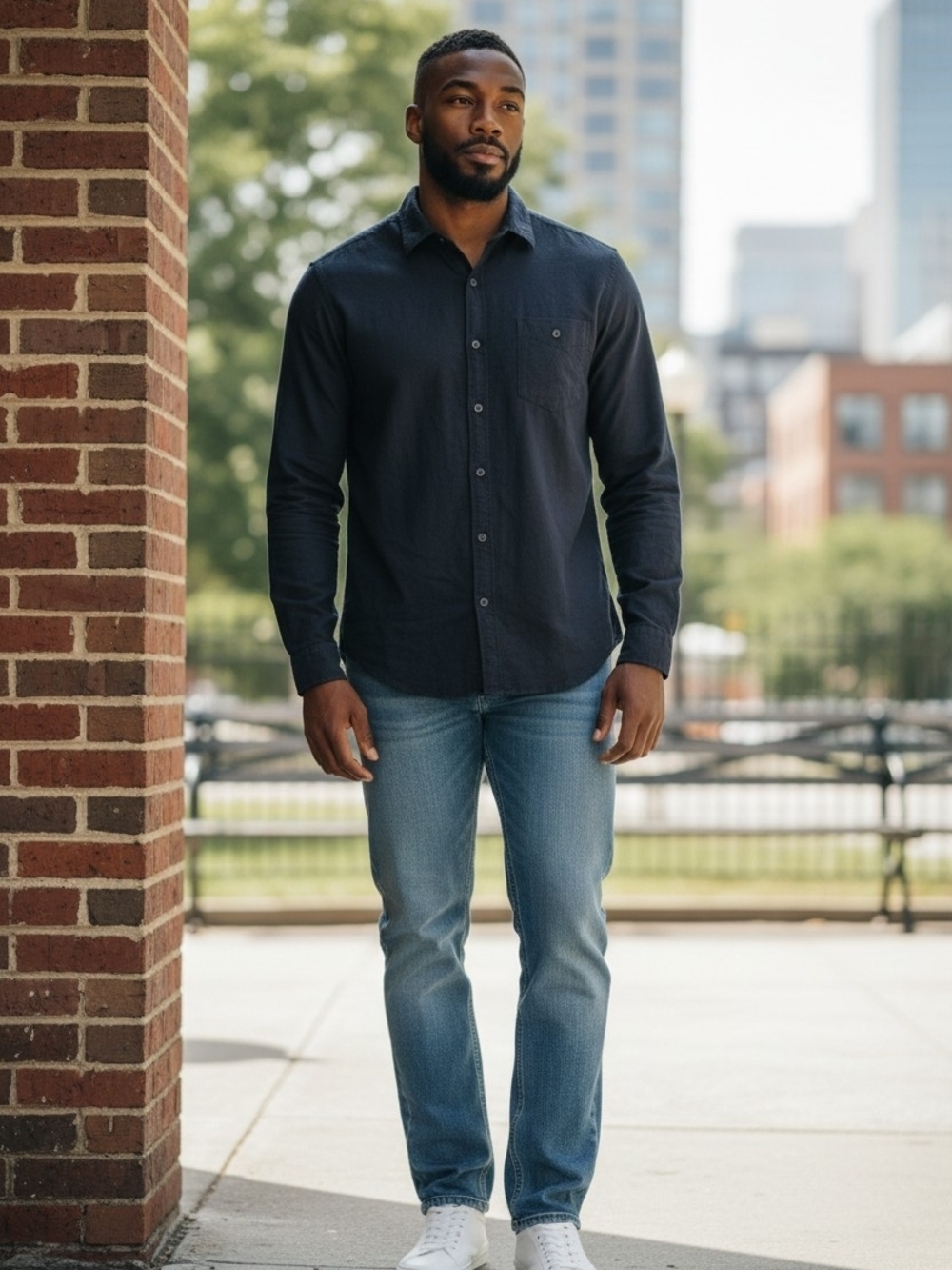Amazon Essentials Men’s Navy Blue Long Sleeve Flannel Shirt - Size XL - EUC